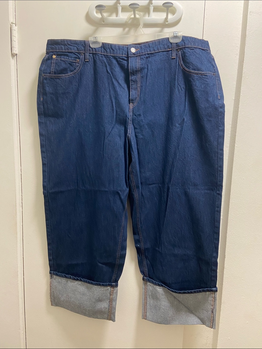 kate spade Indigo Wide-Leg Cuffed Jeans